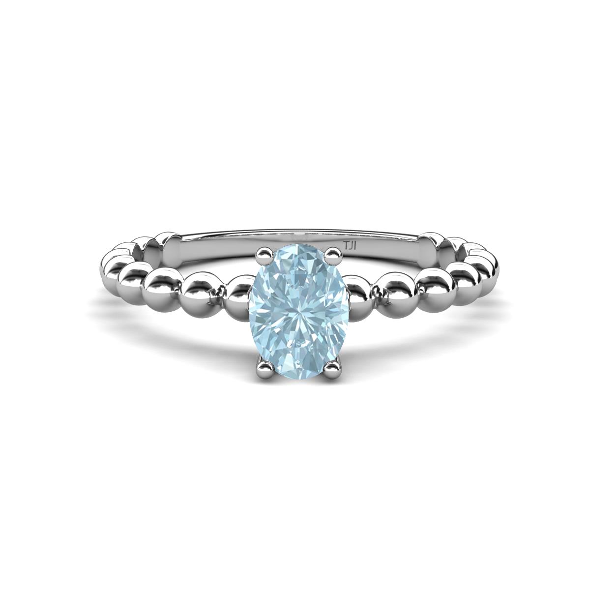 Helen Bold Oval Cut Aquamarine Solitaire Promise Ring 