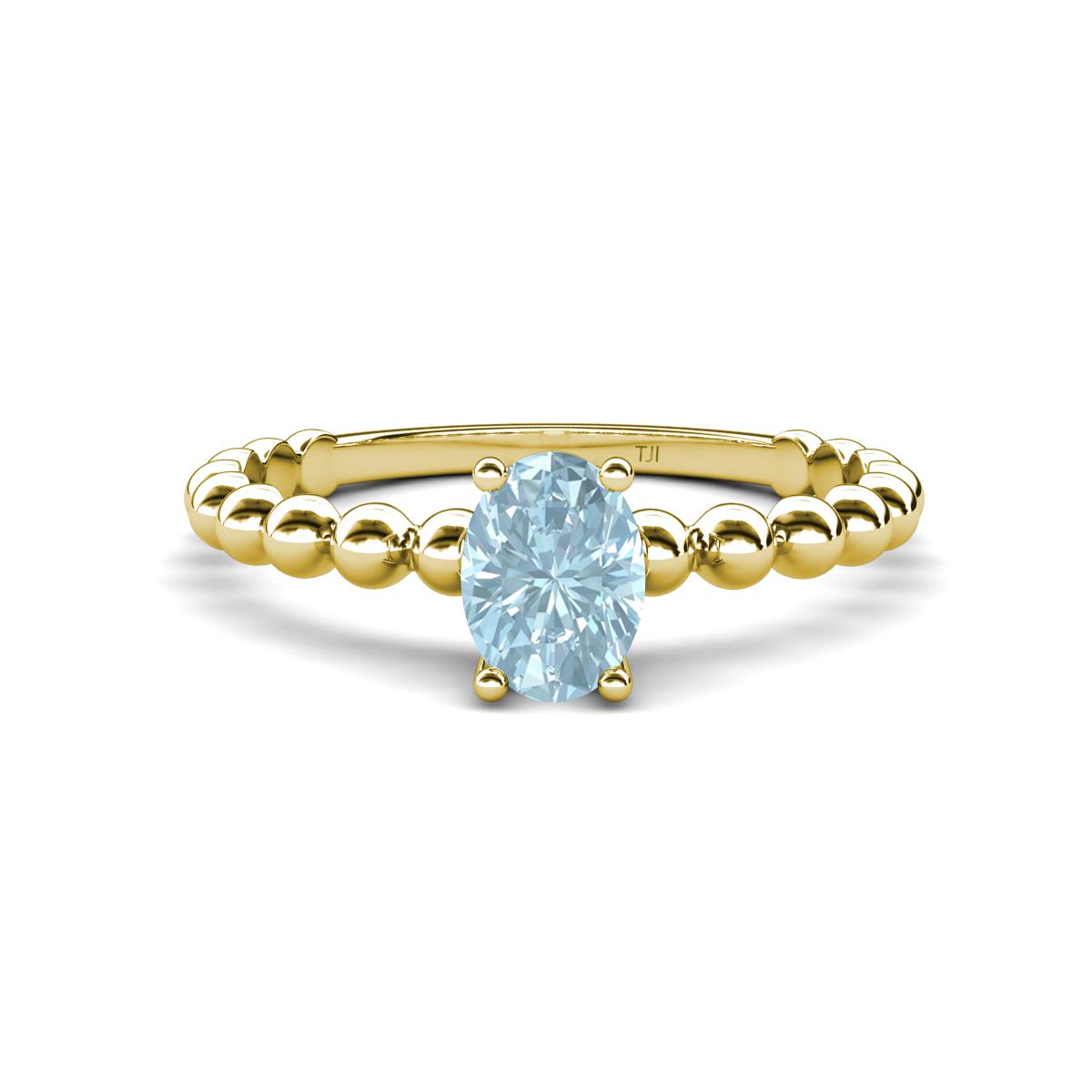 Helen Bold Oval Cut Aquamarine Solitaire Promise Ring 