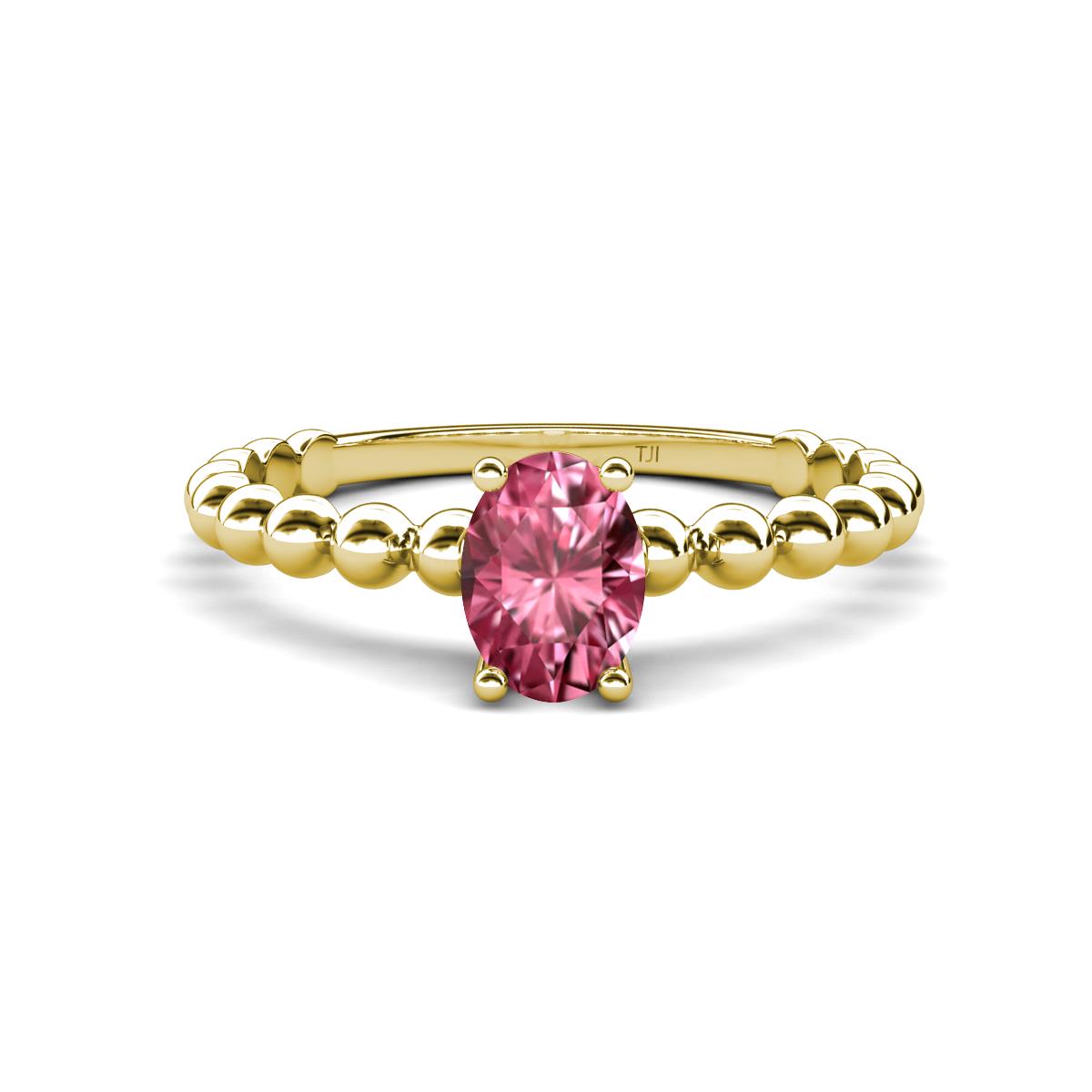 Helen Bold Oval Cut Pink Tourmaline Solitaire Promise Ring 