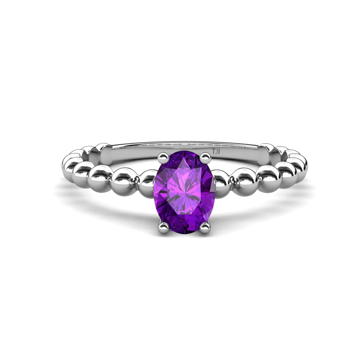 Helen Bold Oval Cut Amethyst Solitaire Promise Ring 
