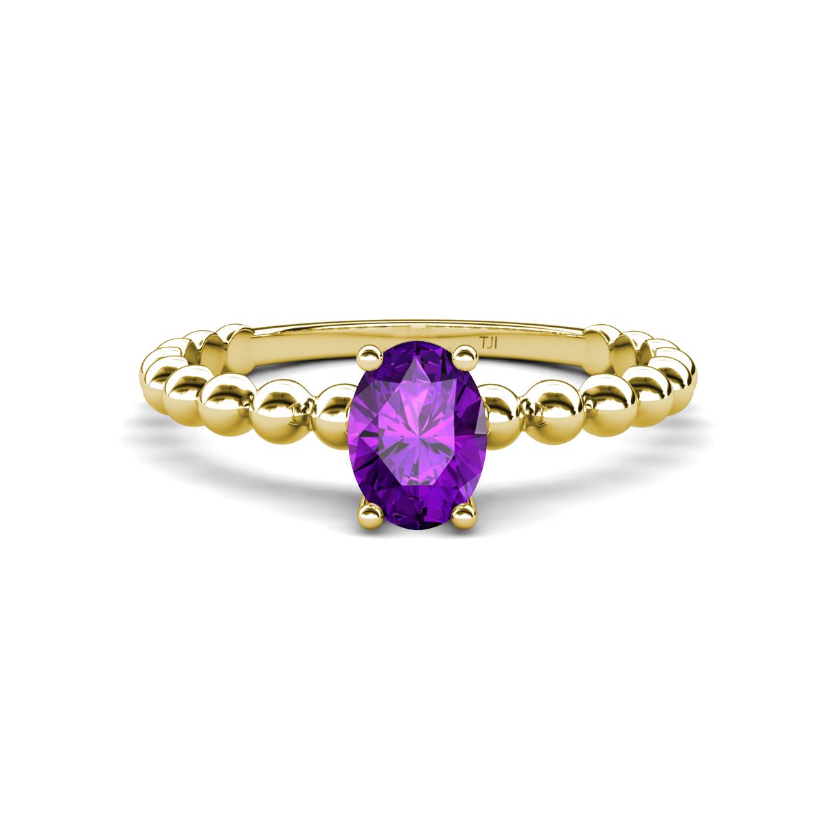 Helen Bold Oval Cut Amethyst Solitaire Promise Ring 