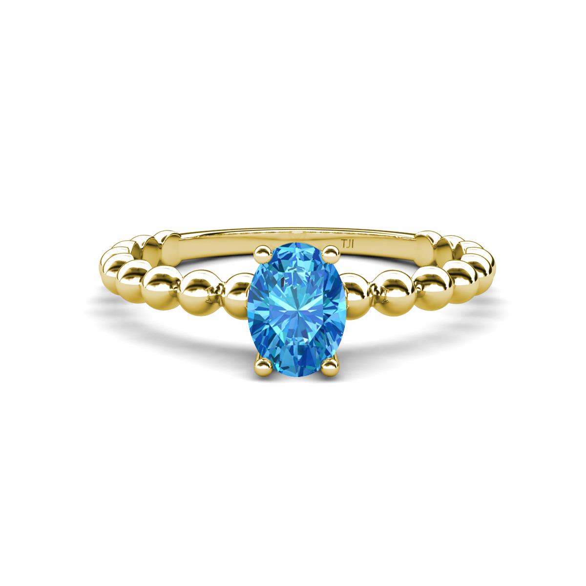 Helen Bold Oval Cut Blue Topaz Solitaire Promise Ring 