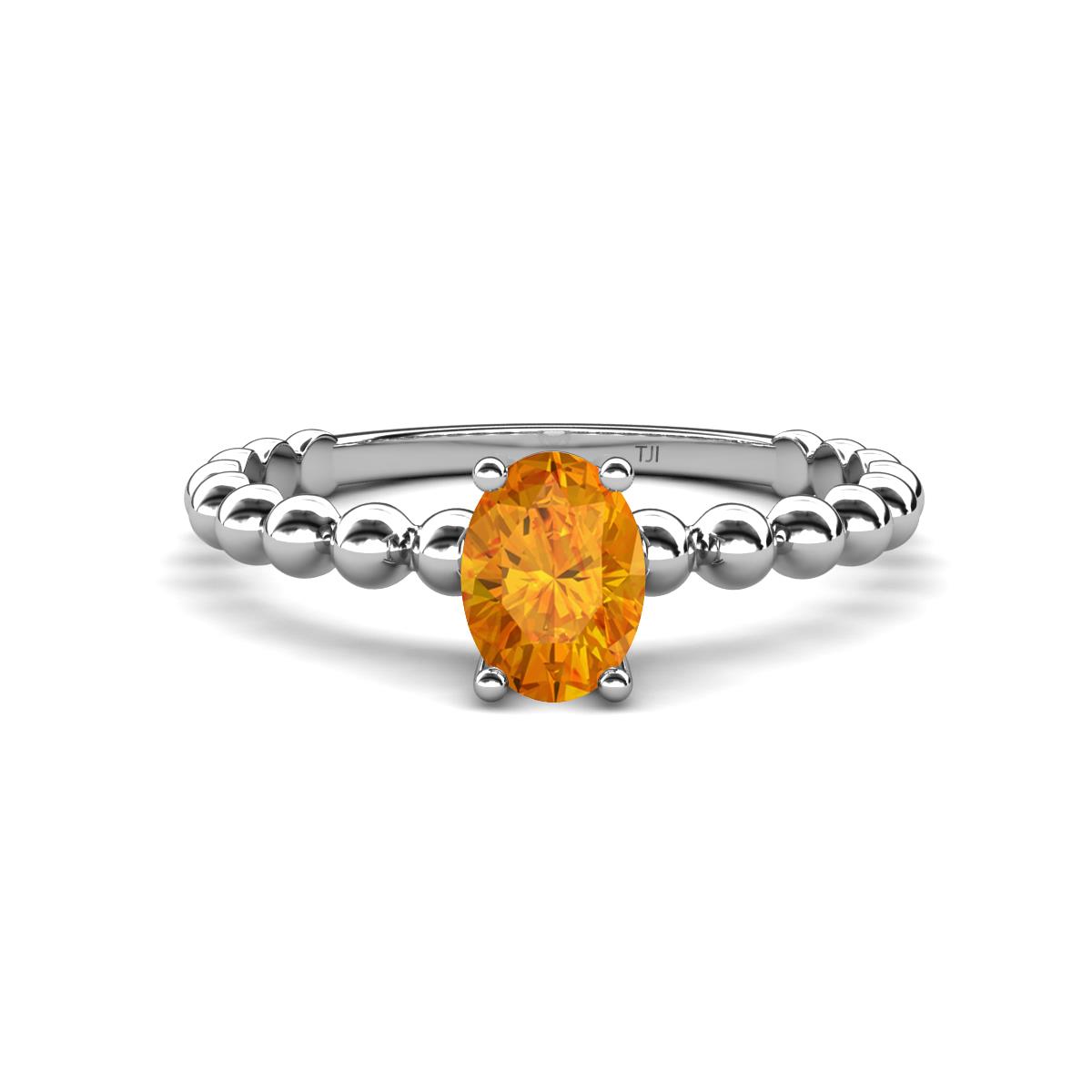 Helen Bold Oval Cut Citrine Solitaire Promise Ring 