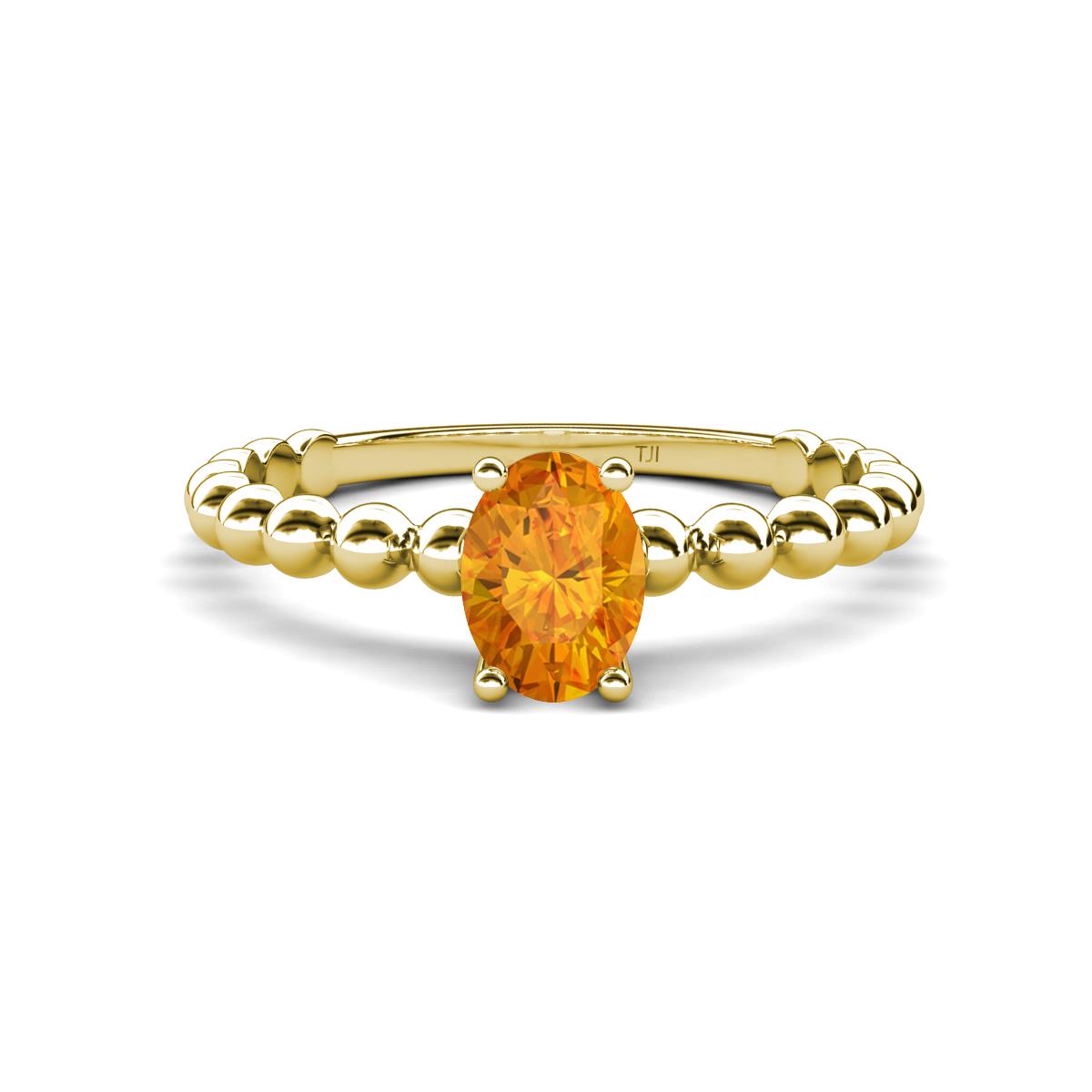 Helen Bold Oval Cut Citrine Solitaire Promise Ring 