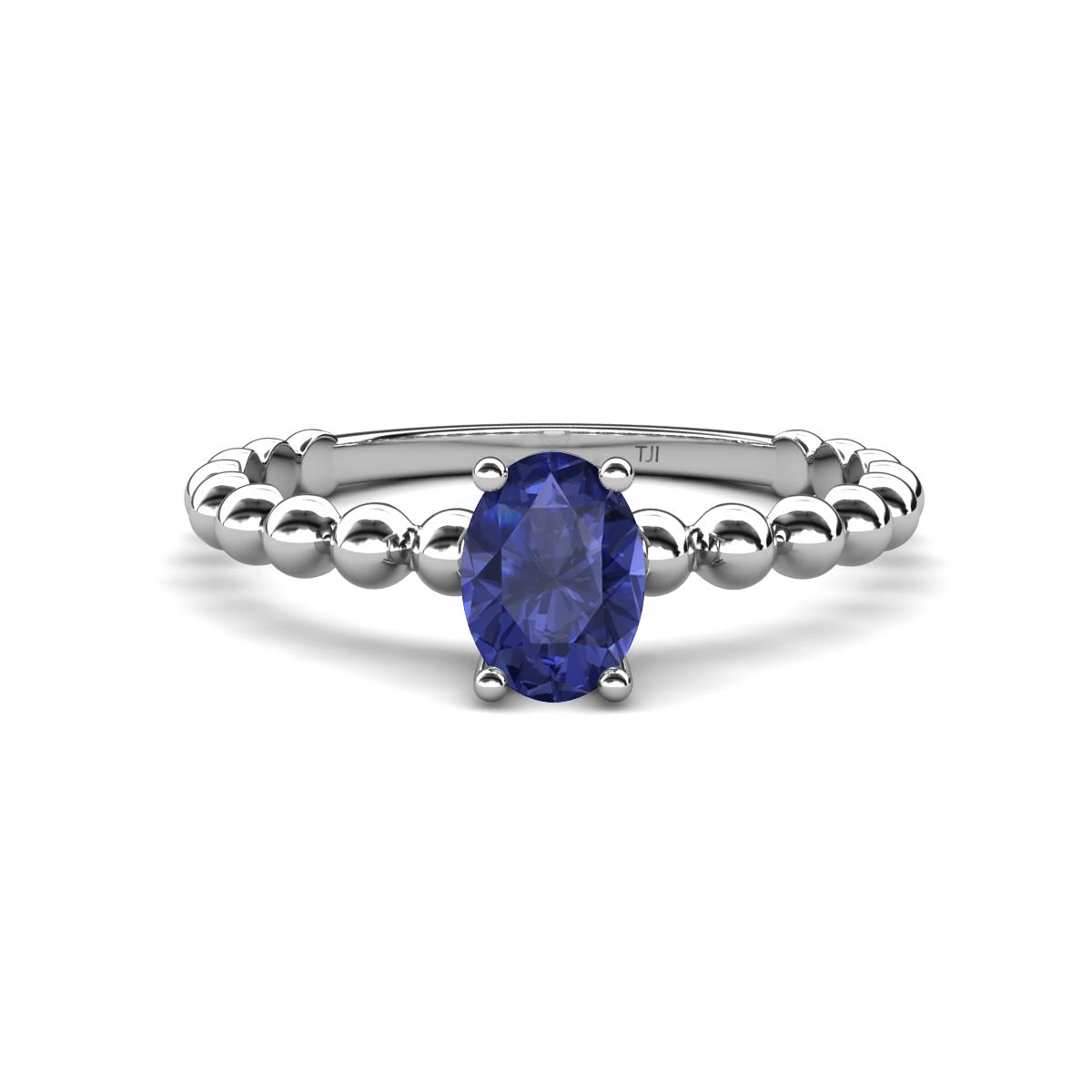Helen Bold Oval Cut Iolite Solitaire Promise Ring 