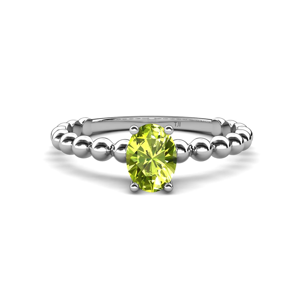 Helen Bold Oval Cut Peridot Solitaire Promise Ring 
