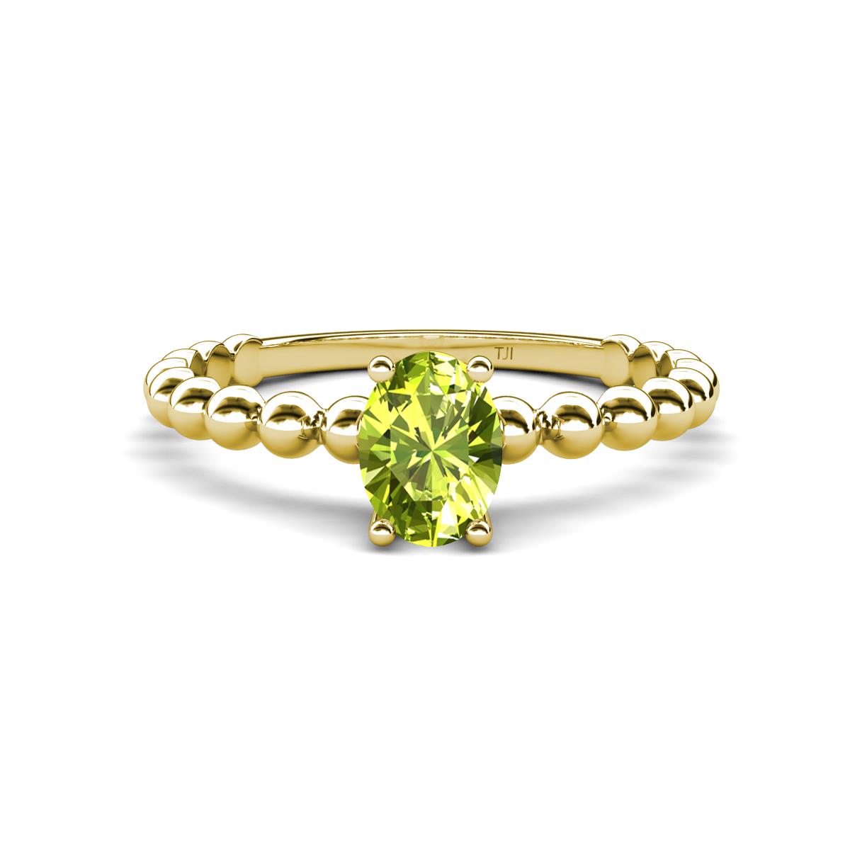 Helen Bold Oval Cut Peridot Solitaire Promise Ring 