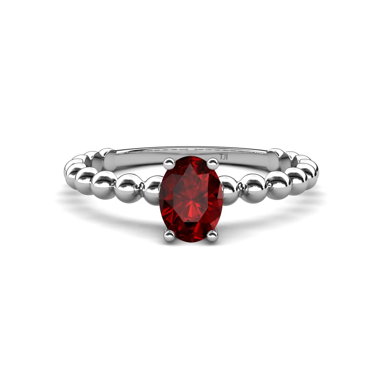 Helen Bold Oval Cut Red Garnet Solitaire Promise Ring 