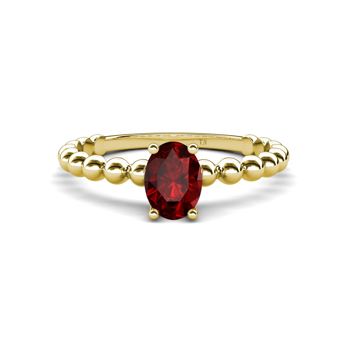 Helen Bold Oval Cut Red Garnet Solitaire Promise Ring 