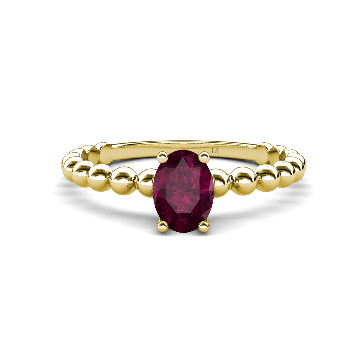 Helen Bold Oval Cut Rhodolite Garnet Solitaire Promise Ring 