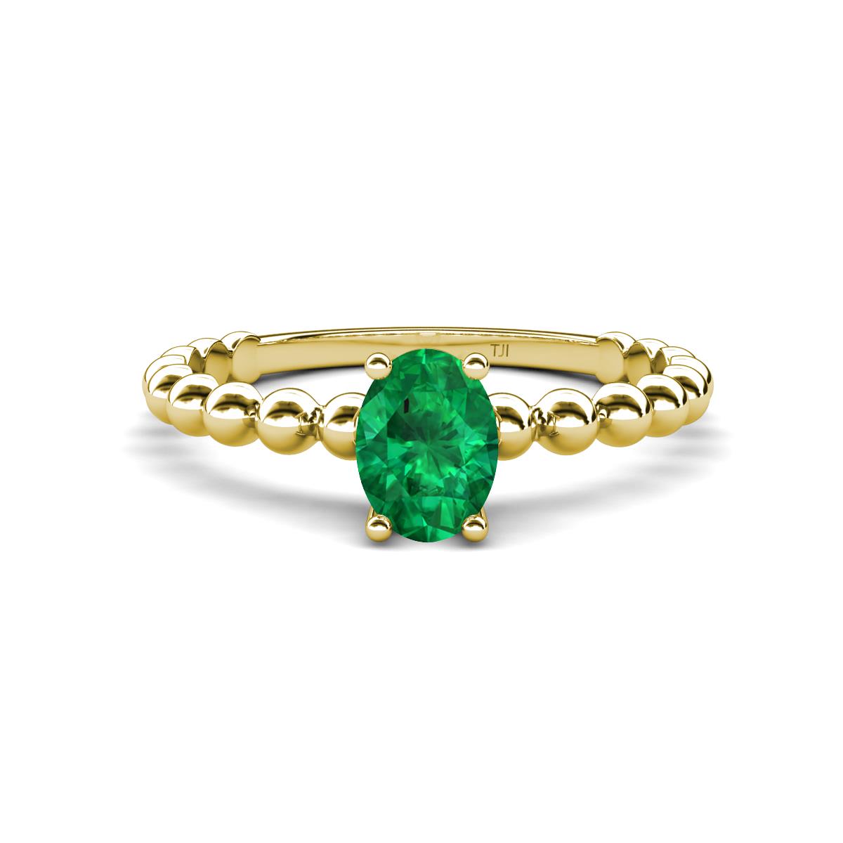 Helen Bold Oval Cut Emerald Solitaire Promise Ring 