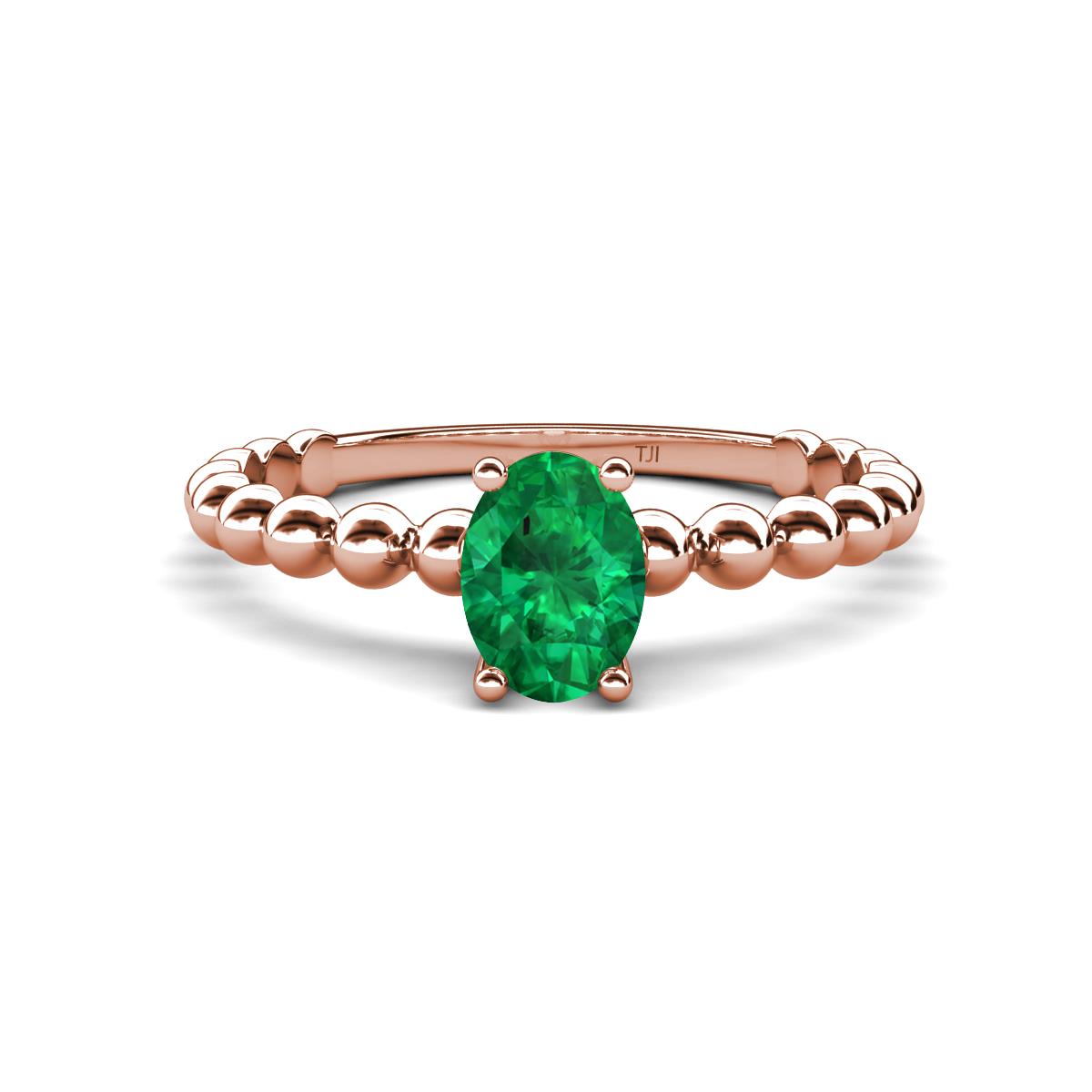 Helen Bold Oval Cut Emerald Solitaire Promise Ring 