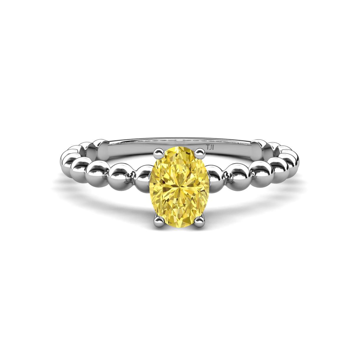 Helen Bold Oval Cut Yellow Sapphire Solitaire Promise Ring 