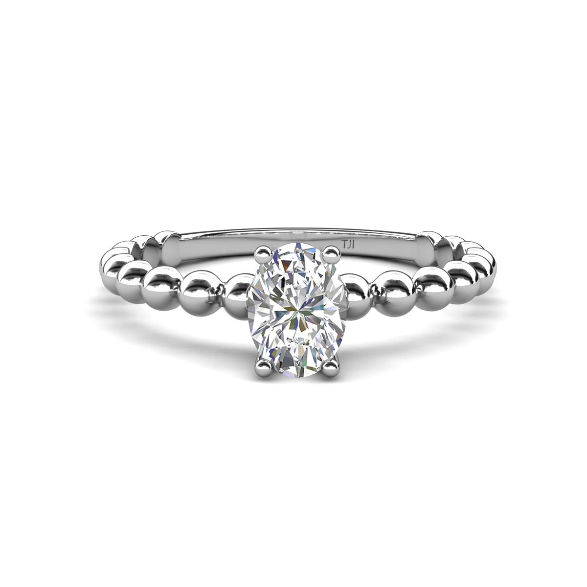 Helen Bold Oval Cut White Sapphire Solitaire Promise Ring 