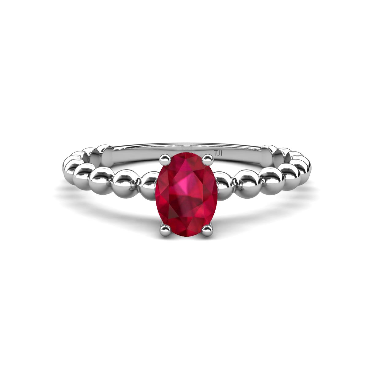 Helen Bold Oval Cut Ruby Solitaire Promise Ring 