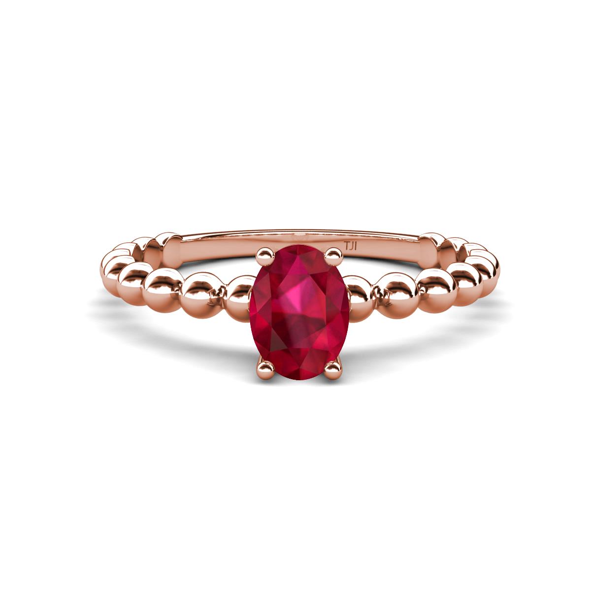 Helen Bold Oval Cut Ruby Solitaire Promise Ring 