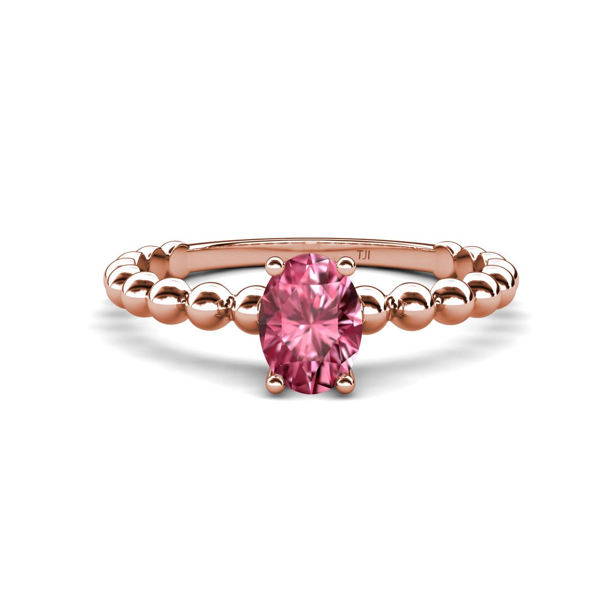 Helen Bold Oval Cut Pink Tourmaline Solitaire Promise Ring 