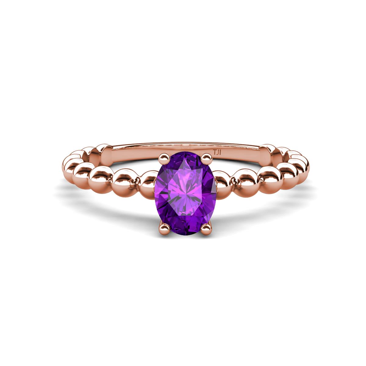 Helen Bold Oval Cut Amethyst Solitaire Promise Ring 