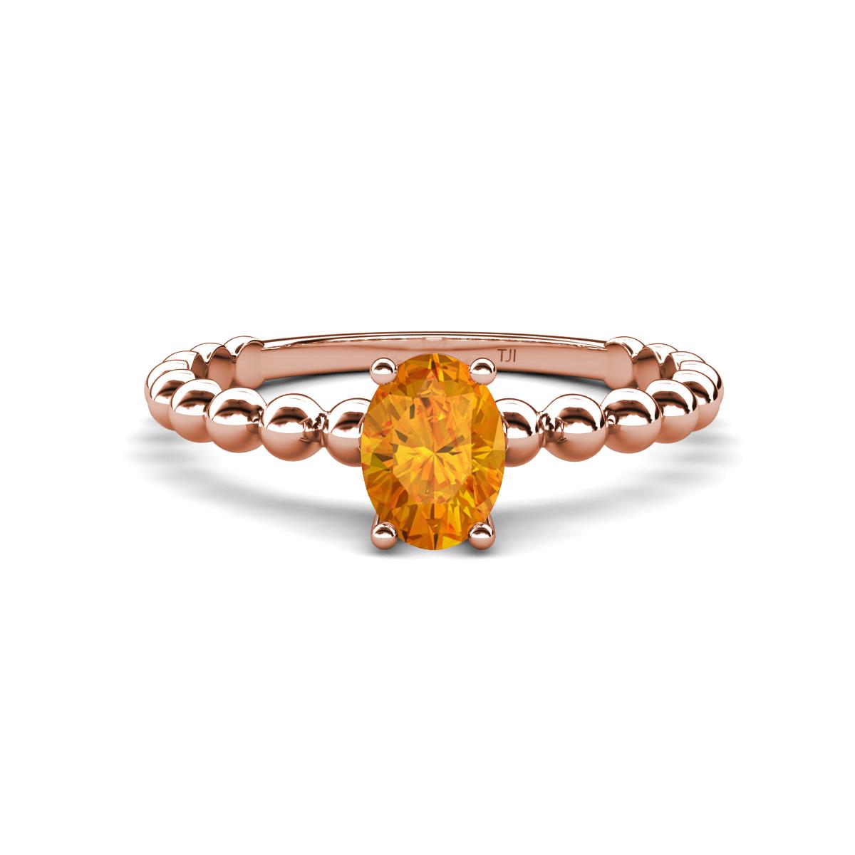 Helen Bold Oval Cut Citrine Solitaire Promise Ring 