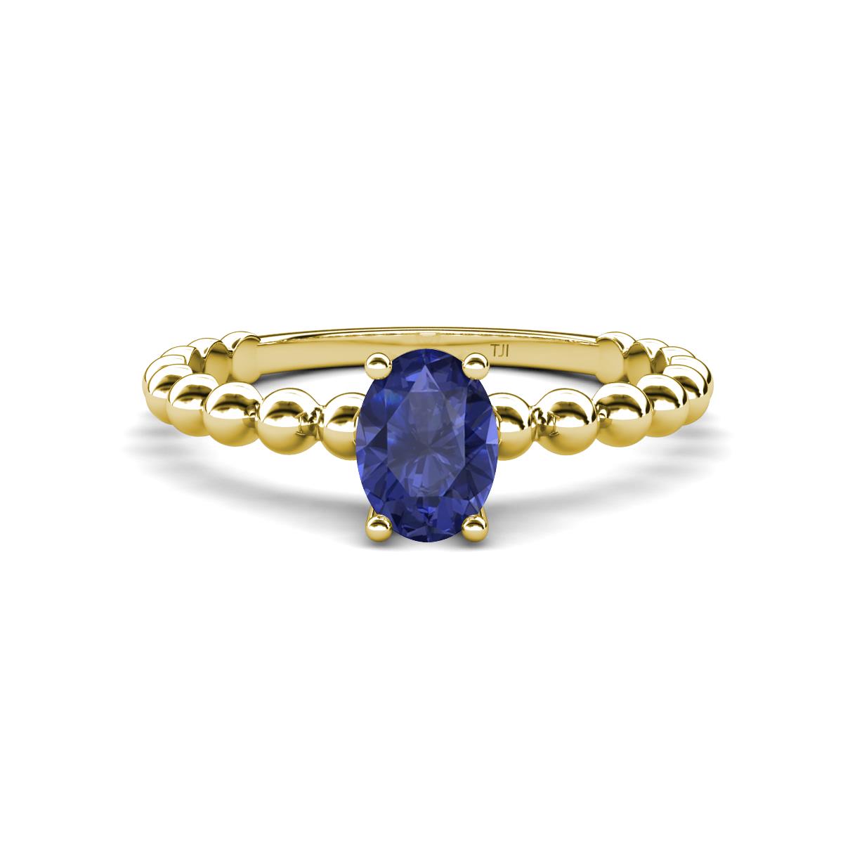 Helen Bold Oval Cut Iolite Solitaire Promise Ring 