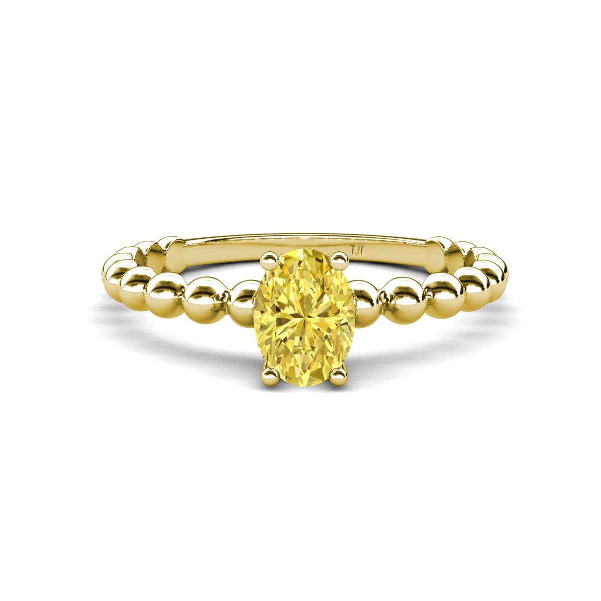 Helen Bold Oval Cut Yellow Sapphire Solitaire Promise Ring 