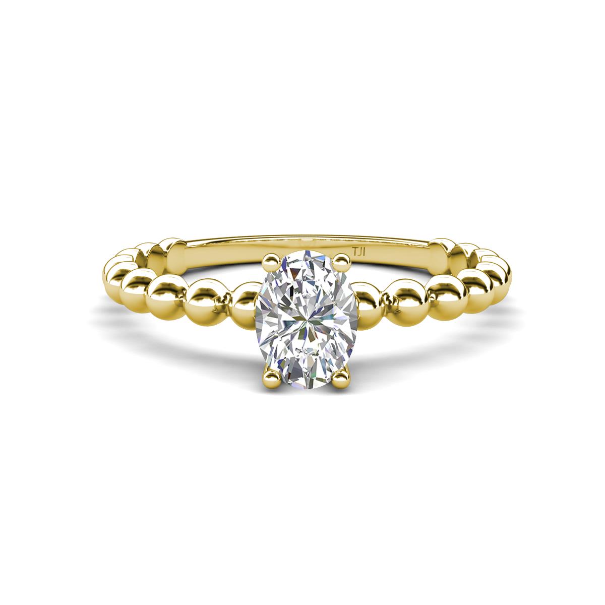 Helen Bold Oval Cut White Sapphire Solitaire Promise Ring 