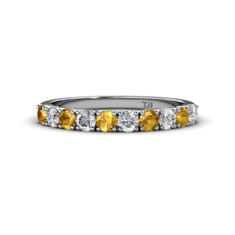 Emlynn 3.00 mm Citrine and Diamond 10 Stone Wedding Band 