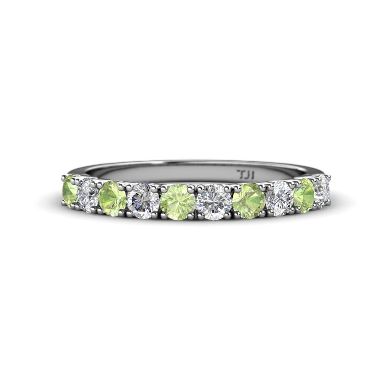 Emlynn 3.00 mm Peridot and Diamond 10 Stone Wedding Band 