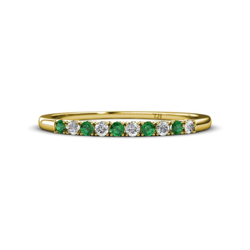 Emlynn 2.00 mm Emerald and Lab Grown Diamond 10 Stone Wedding Band 