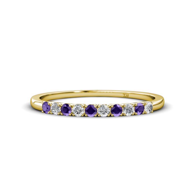 Emlynn 2.40 mm Iolite and Lab Grown Diamond 10 Stone Wedding Band 