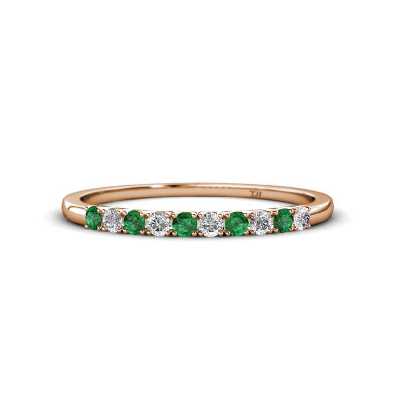 Emlynn 2.40 mm Emerald and Lab Grown Diamond 10 Stone Wedding Band 