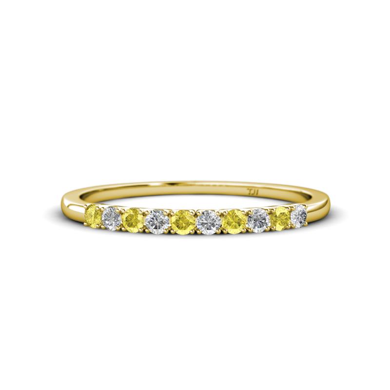 Emlynn 2.40 mm Yellow Sapphire and Lab Grown Diamond 10 Stone Wedding Band 