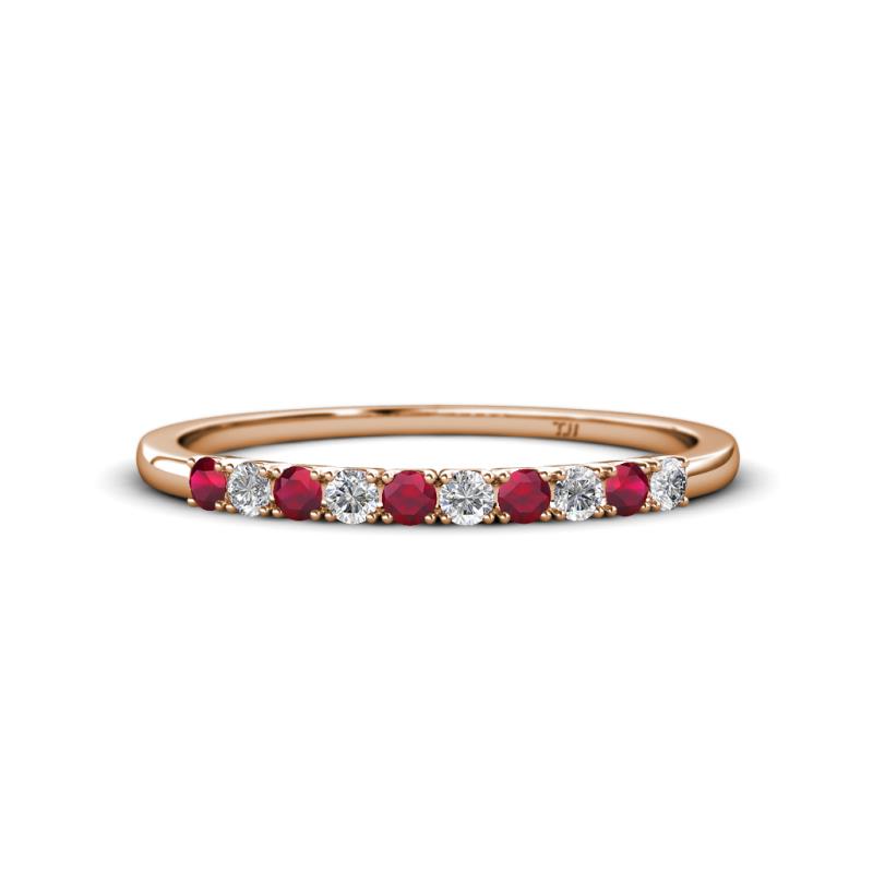 Emlynn 2.40 mm Ruby and Lab Grown Diamond 10 Stone Wedding Band 