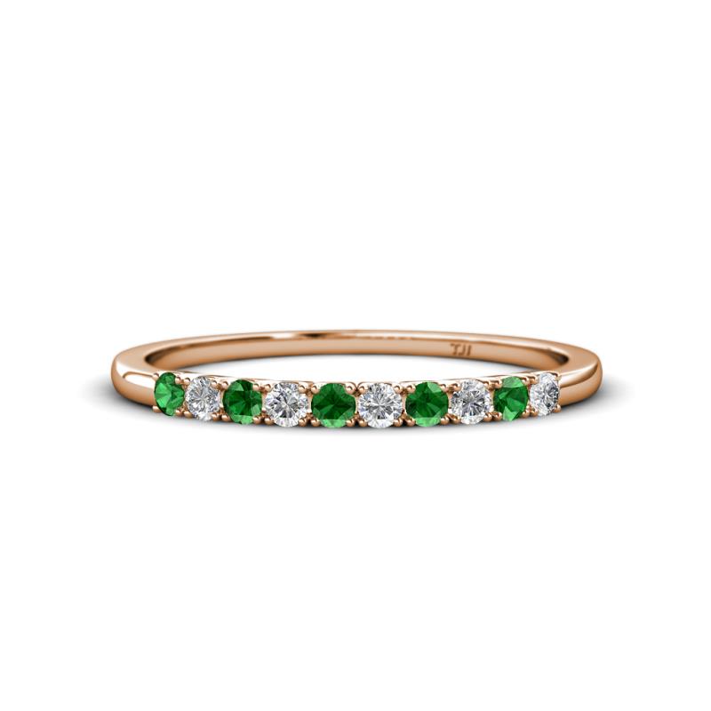 Emlynn 2.40 mm Green Garnet and Lab Grown Diamond 10 Stone Wedding Band 