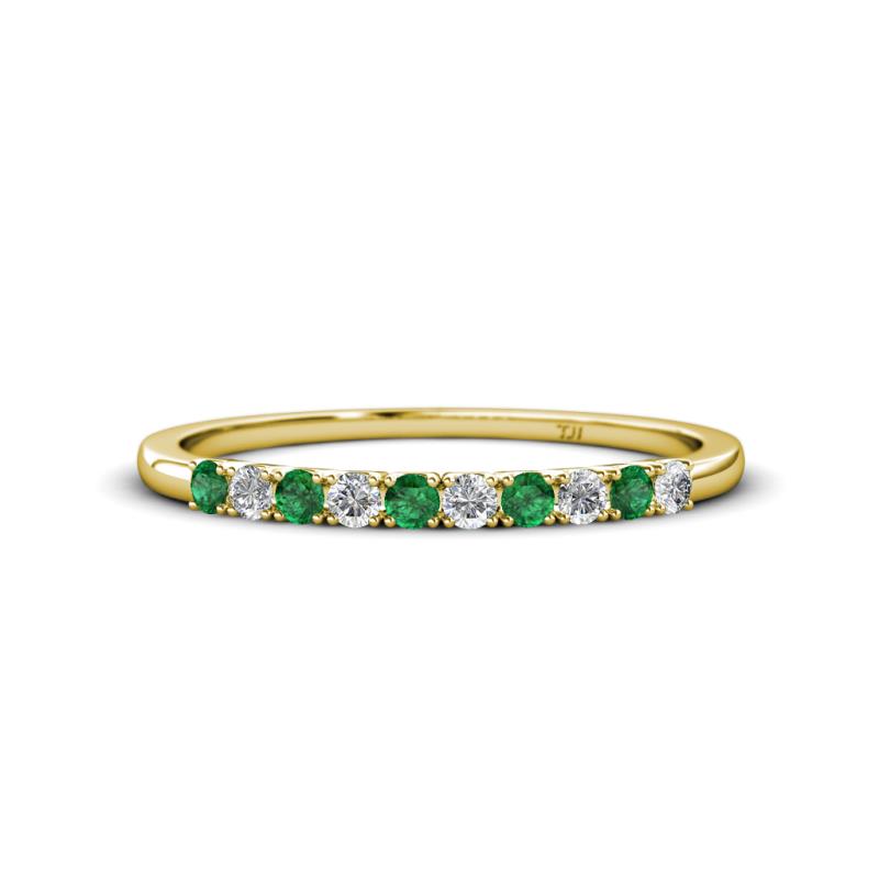 Emlynn 2.40 mm Emerald and Lab Grown Diamond 10 Stone Wedding Band 