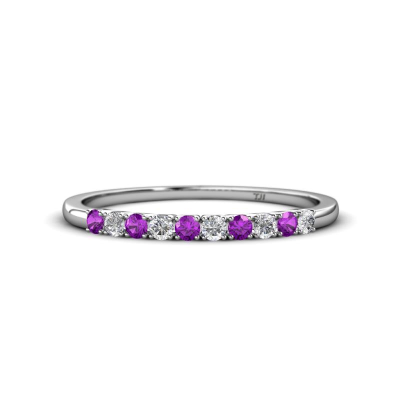 Emlynn 2.40 mm Amethyst and Lab Grown Diamond 10 Stone Wedding Band 