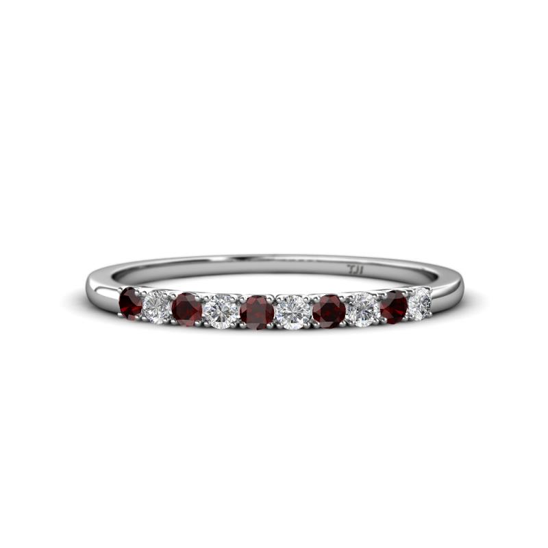 Emlynn 2.40 mm Red Garnet and Lab Grown Diamond 10 Stone Wedding Band 