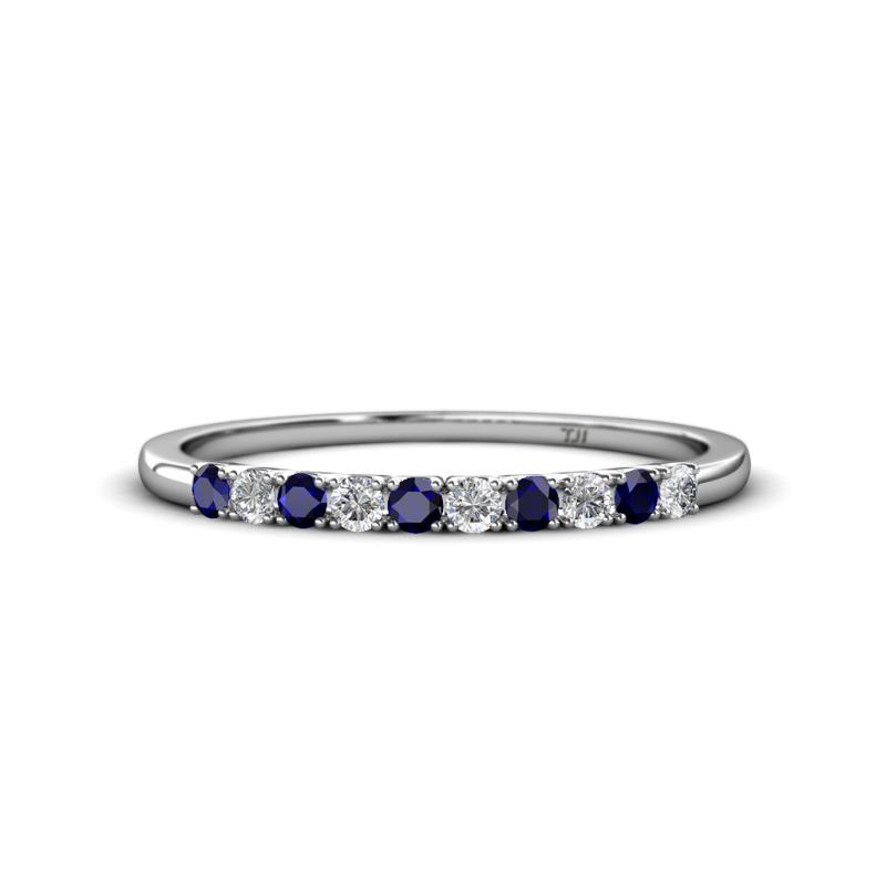 Emlynn 2.40 mm Blue Sapphire and Lab Grown Diamond 10 Stone Wedding Band 