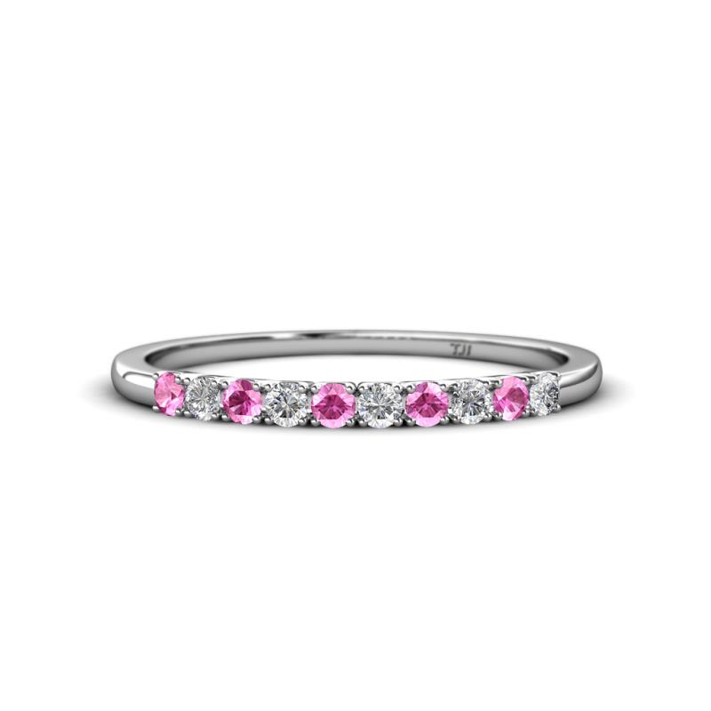Emlynn 2.40 mm Pink Sapphire and Lab Grown Diamond 10 Stone Wedding Band 