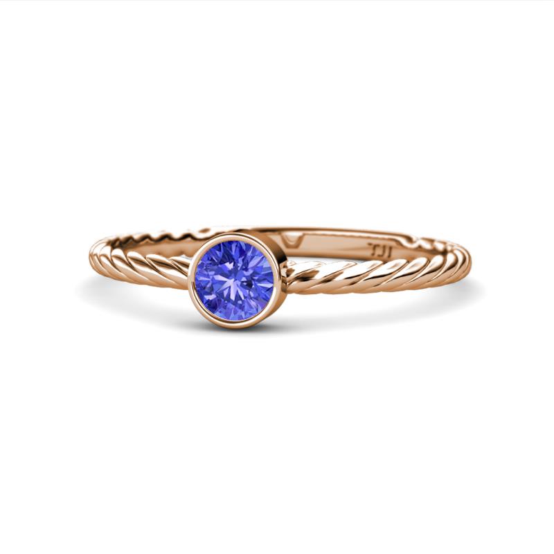 Marian Bold Round Tanzanite Solitaire Rope Promise Ring 