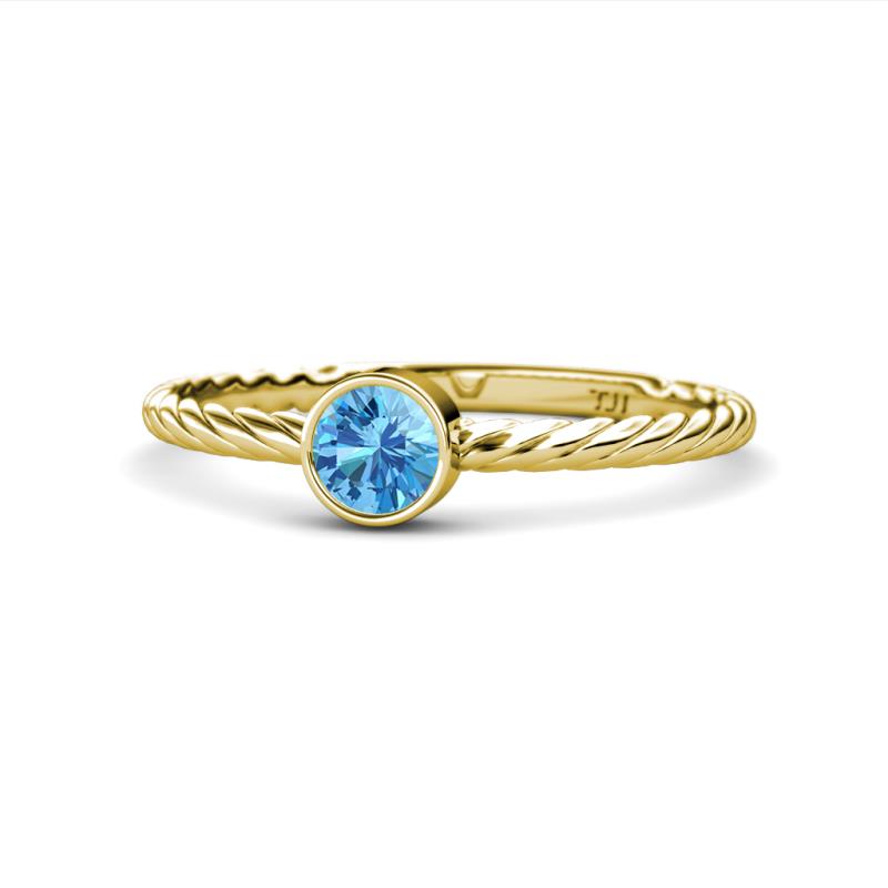 Marian Bold Round Blue Topaz Solitaire Rope Promise Ring 