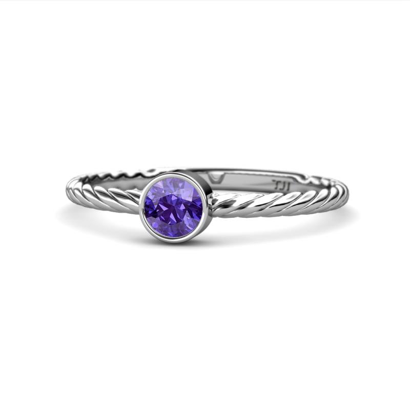 Marian Bold Round Iolite Solitaire Rope Promise Ring 