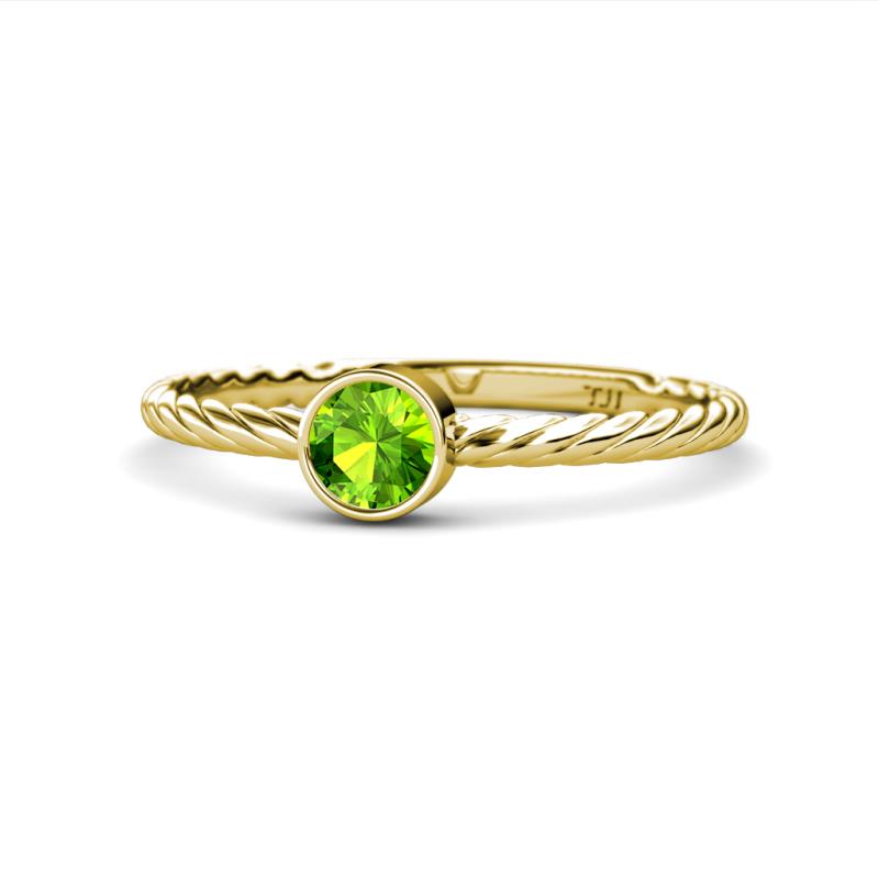 Marian Bold Round Peridot Solitaire Rope Promise Ring 