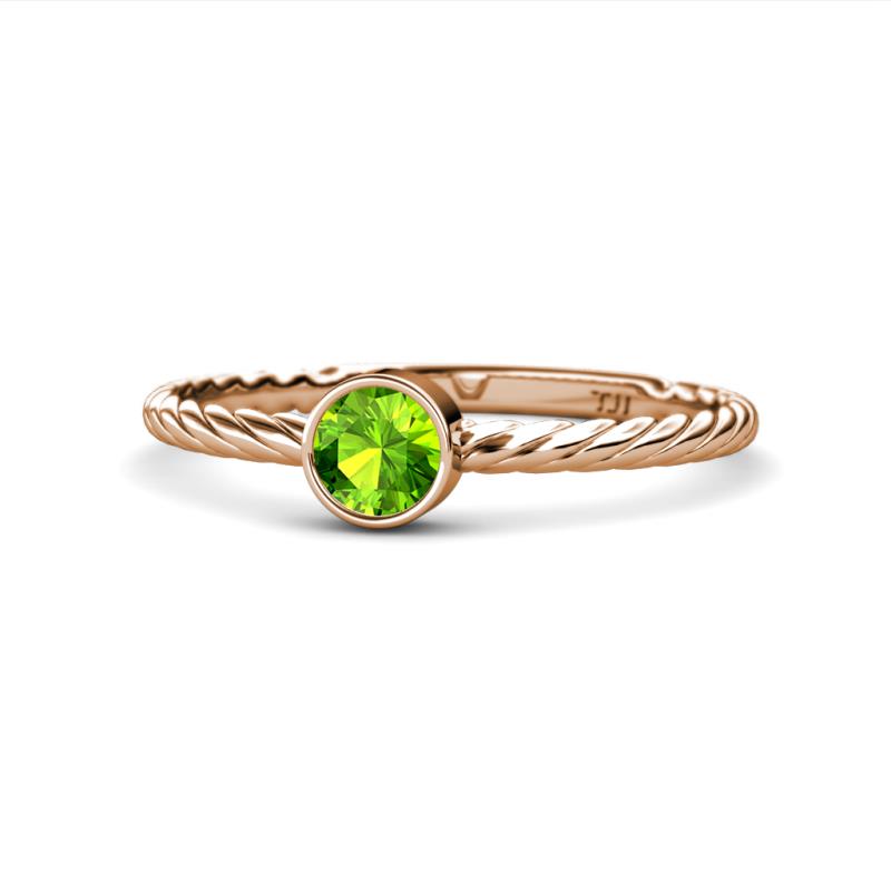 Marian Bold Round Peridot Solitaire Rope Promise Ring 