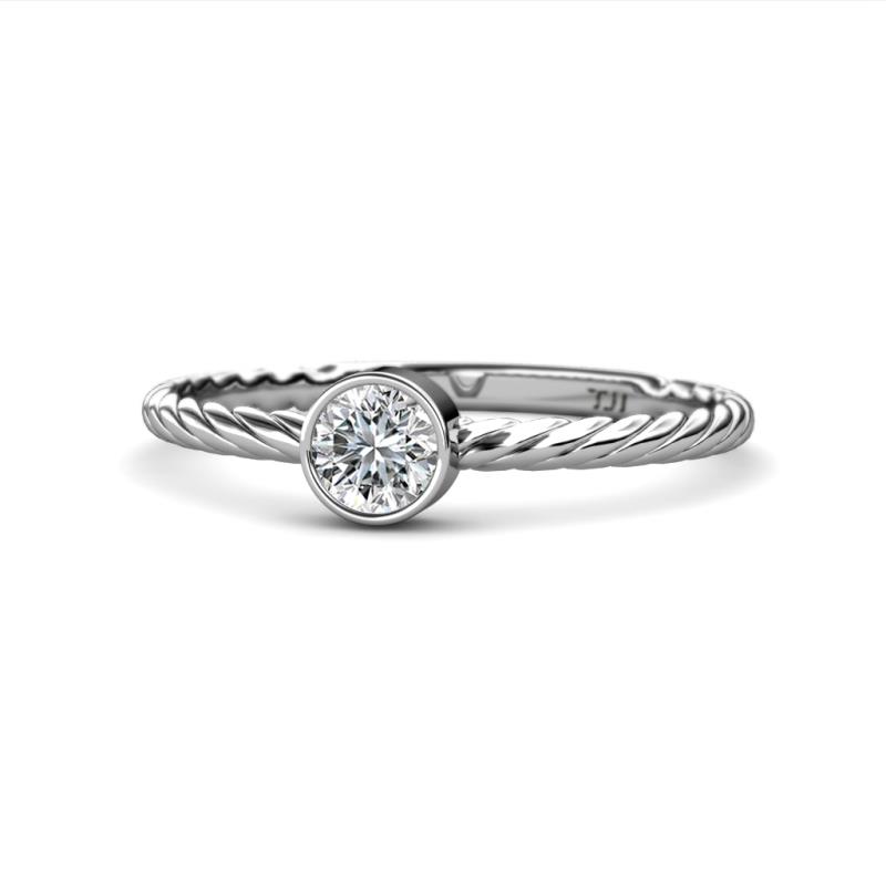 Marian Bold 0.50 ct IGI Certified Lab Grown Diamond Round (5.00 mm) Solitaire Rope Promise Ring 