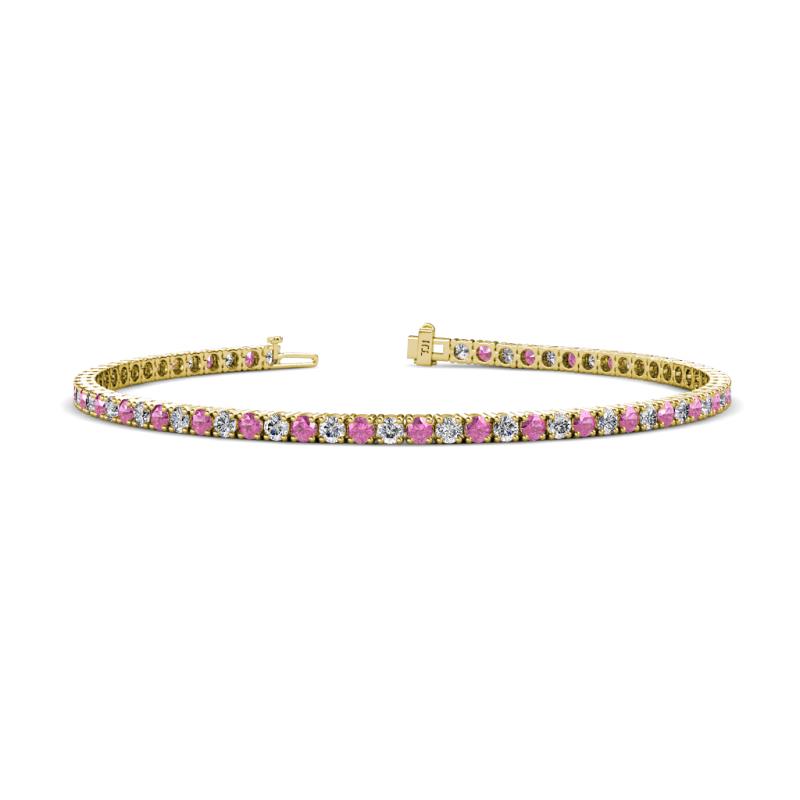 Leslie 2.40 mm Pink Sapphire and Lab Grown Diamond Eternity Tennis Bracelet 