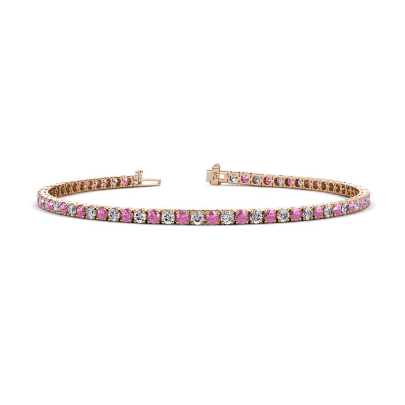 Leslie 2.40 mm Pink Sapphire and Lab Grown Diamond Eternity Tennis Bracelet 