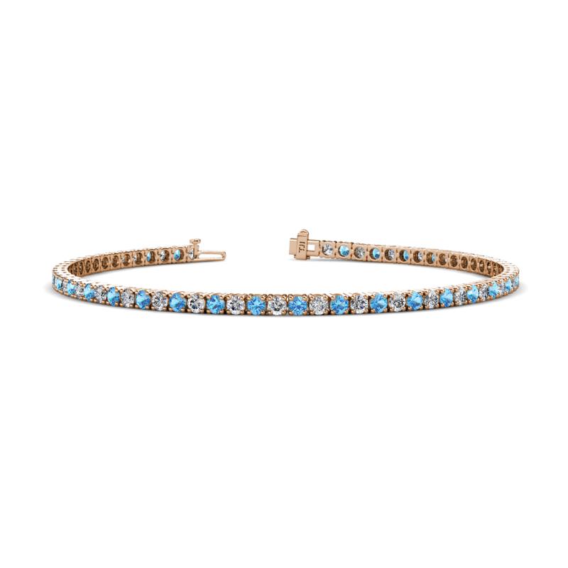 Leslie 2.40 mm Blue Topaz and Lab Grown Diamond Eternity Tennis Bracelet 