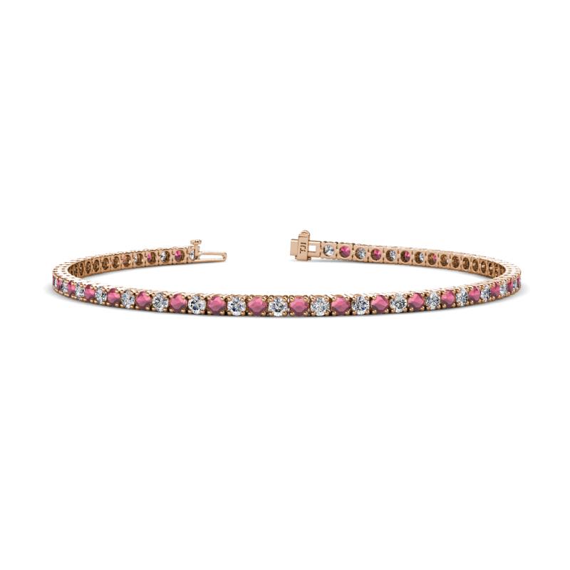 Leslie 2.40 mm Rhodolite Garnet and Lab Grown Diamond Eternity Tennis Bracelet 