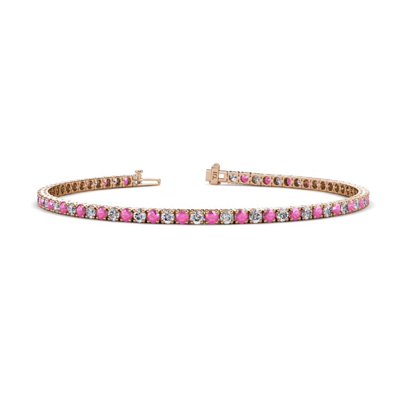 Leslie 2.70 mm Pink Sapphire and Lab Grown Diamond Eternity Tennis Bracelet 